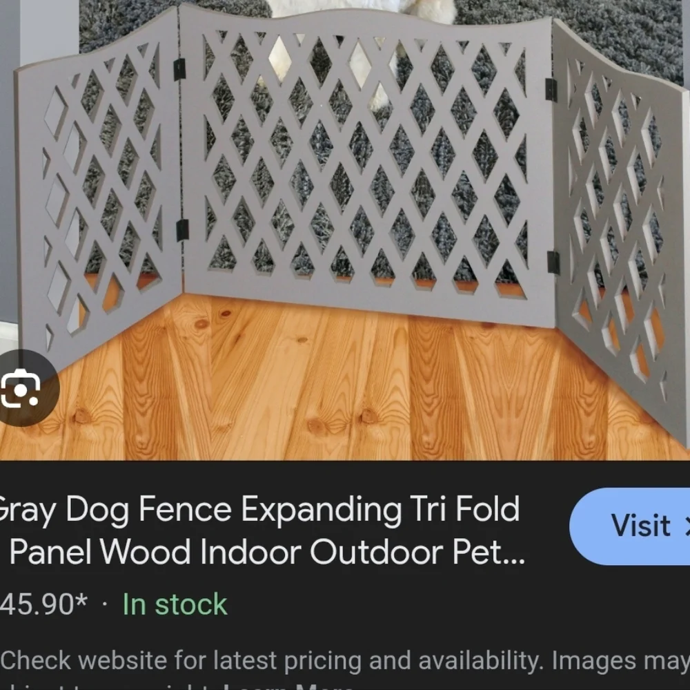 Gray Wooden Trifold Pet Gate 19Ht 48Wdth